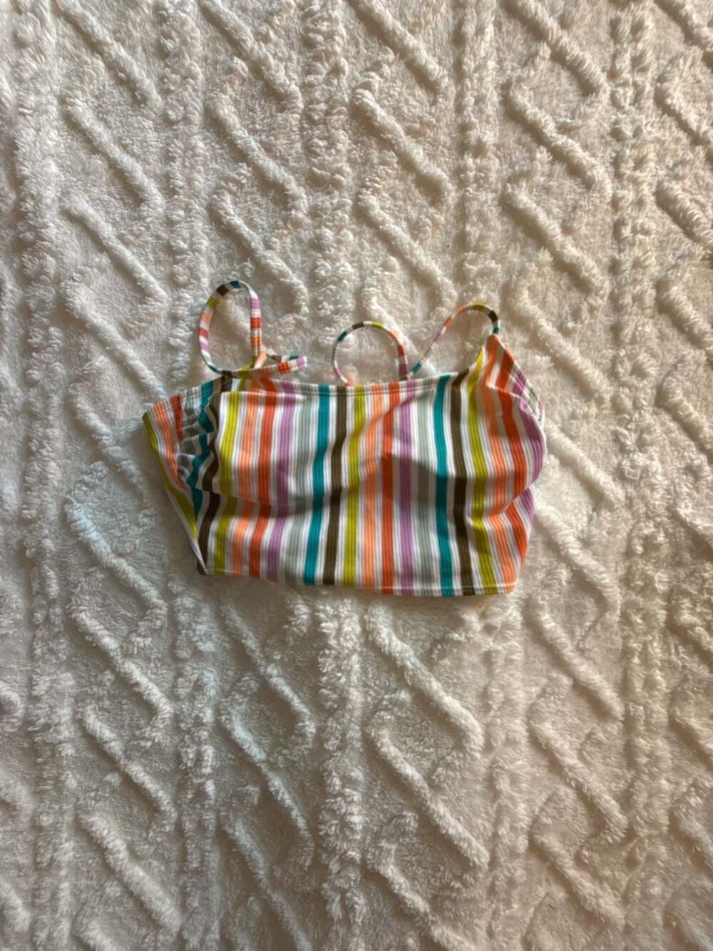 Xhilaration Juniors' Ribbed Multi-Color Striped Cami Bikini Top